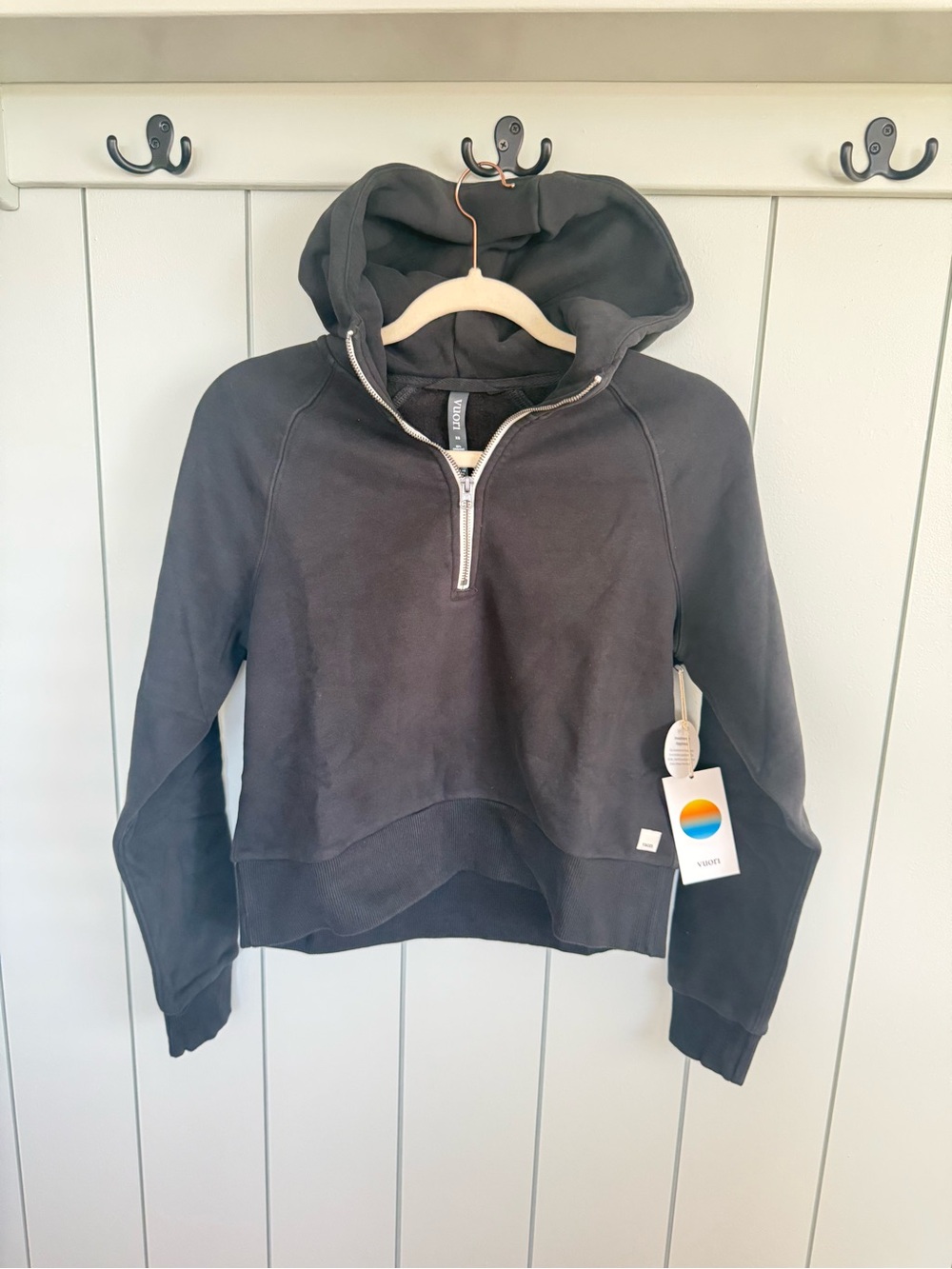 New Vuori Restore Half Zip Hoodie Washed Black Size XS NWT